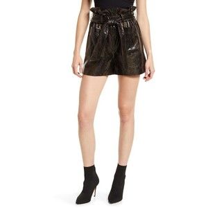 BlankNYC Vegan Snake Print Paperbag Shorts High Waisted Patch Pockets Belt 28